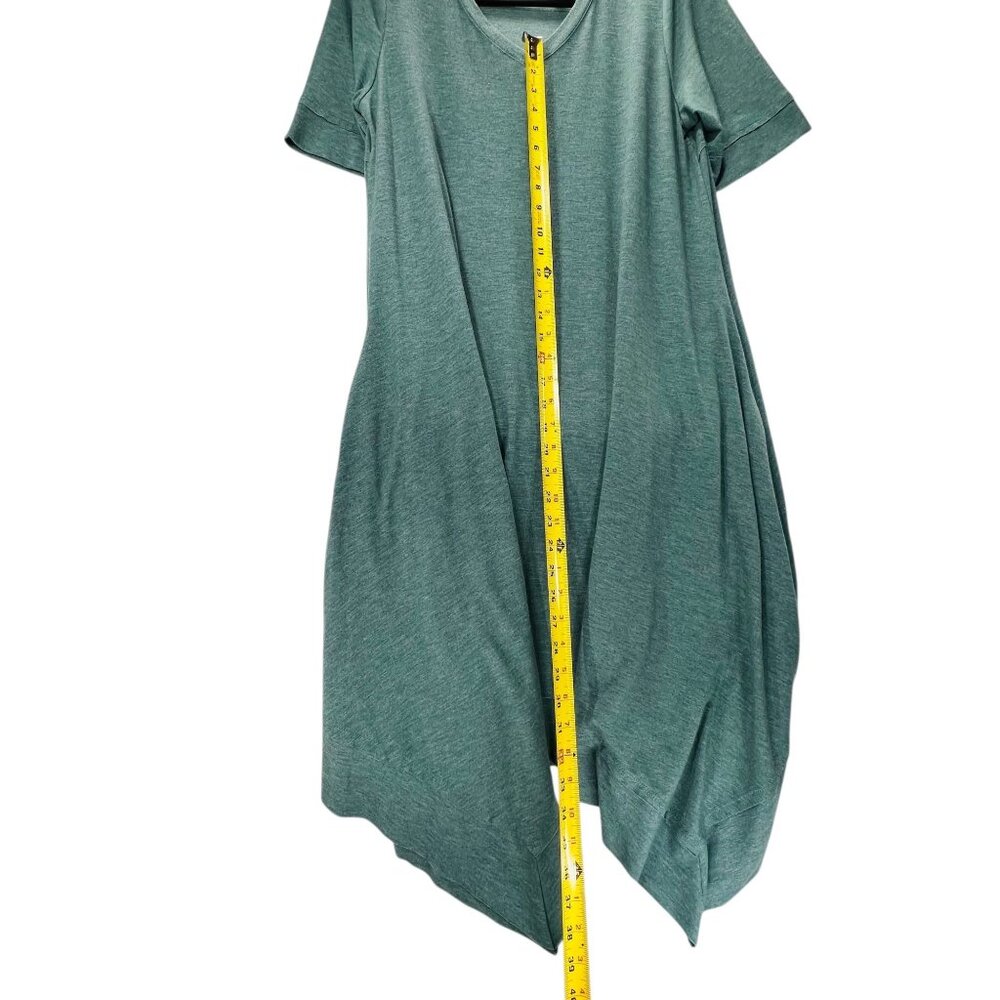 LoGo Lounge Lori Goldstein Dress Handkerchief Hem Teal Blue Lg Short Sleeve - Picture 16 of 16